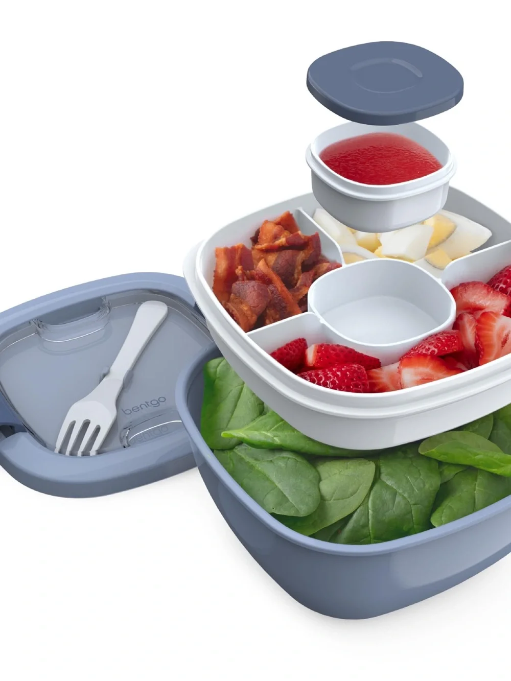 Bentgo Salad Container - 54 oz Bowl with 4-Compartment Toppings
